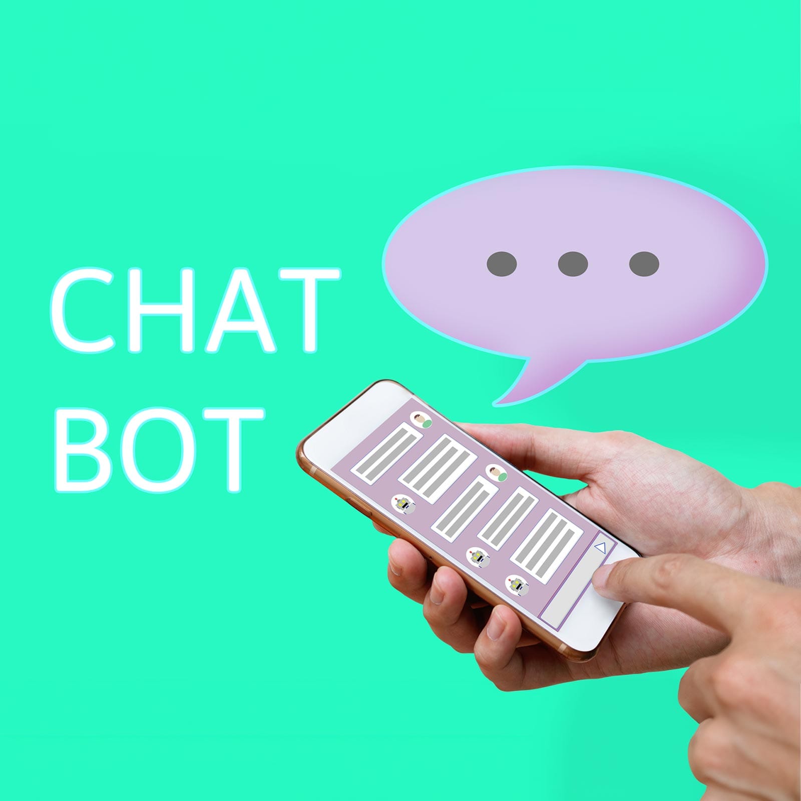 ecommerce chatbot hands fingers scroll smartphone