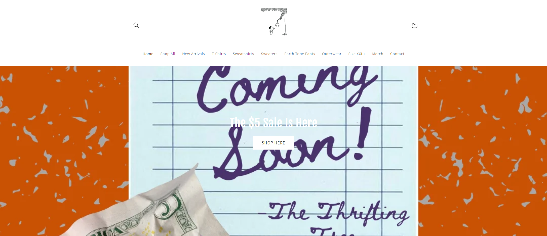 H homepage του Thrifting Tree