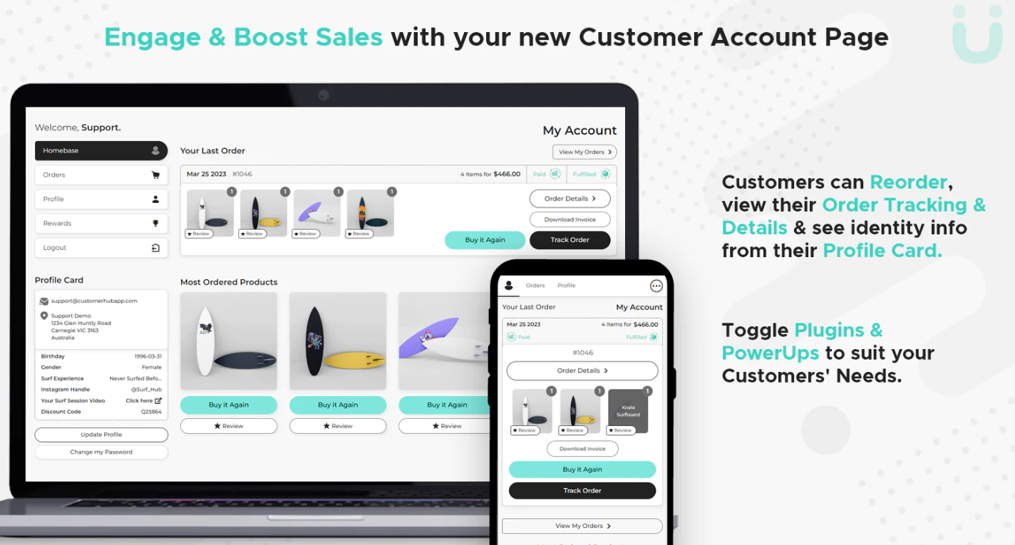 shopify apps gia customer retention in colors customer accounts hub