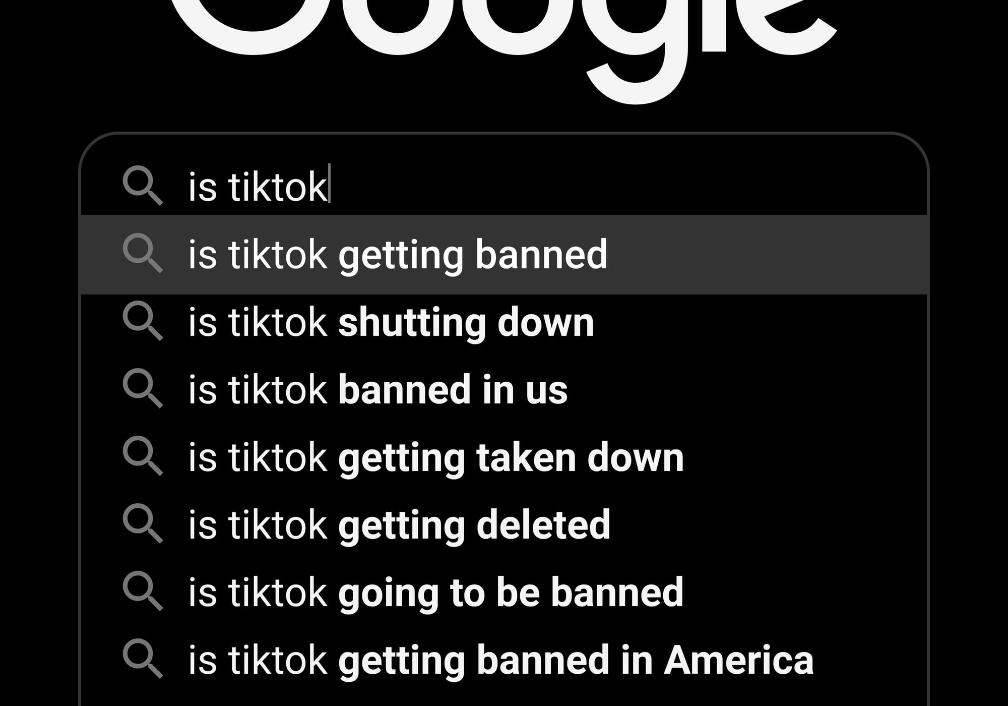 Google search για την απαγόρευση του TikTok στις ΗΠΑ