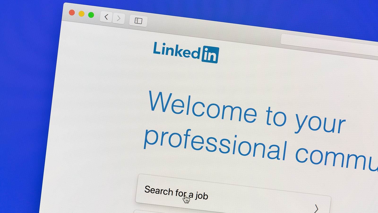 Ζουμ σε οθόνη με το LinkedIn σε λαπτοπ