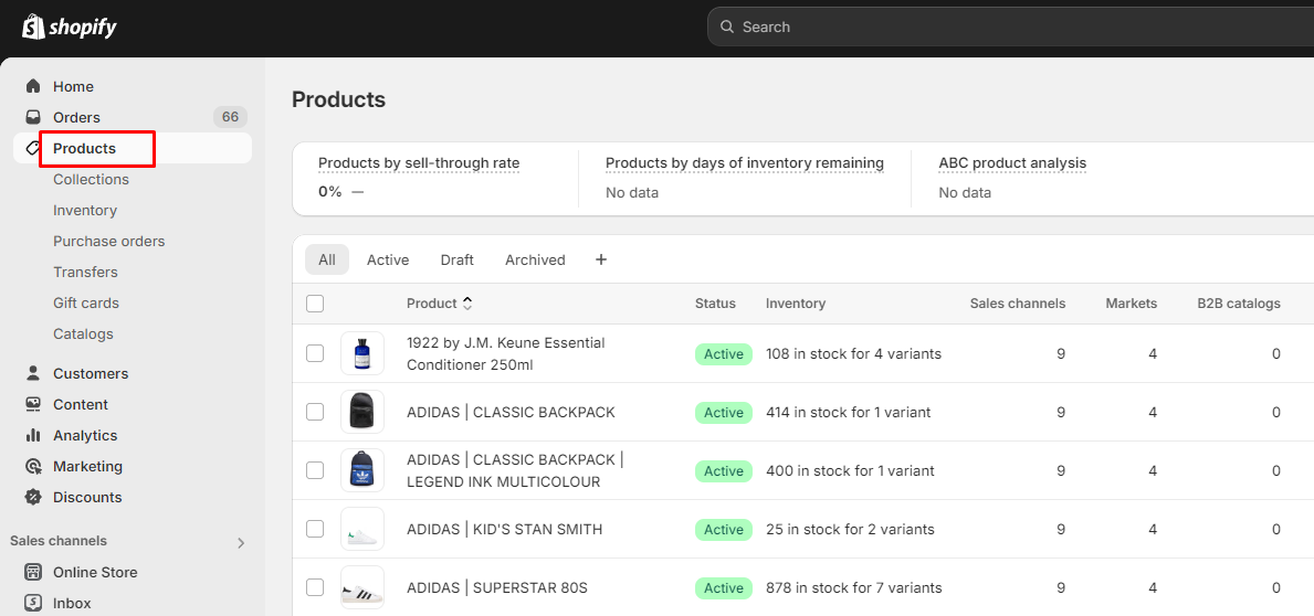 Screenshot από το Shopify Admin για τα product media στο Shopify