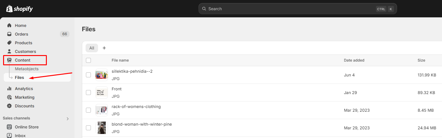 Screenshot από το Shopify Admin για τα product media στο Shopify