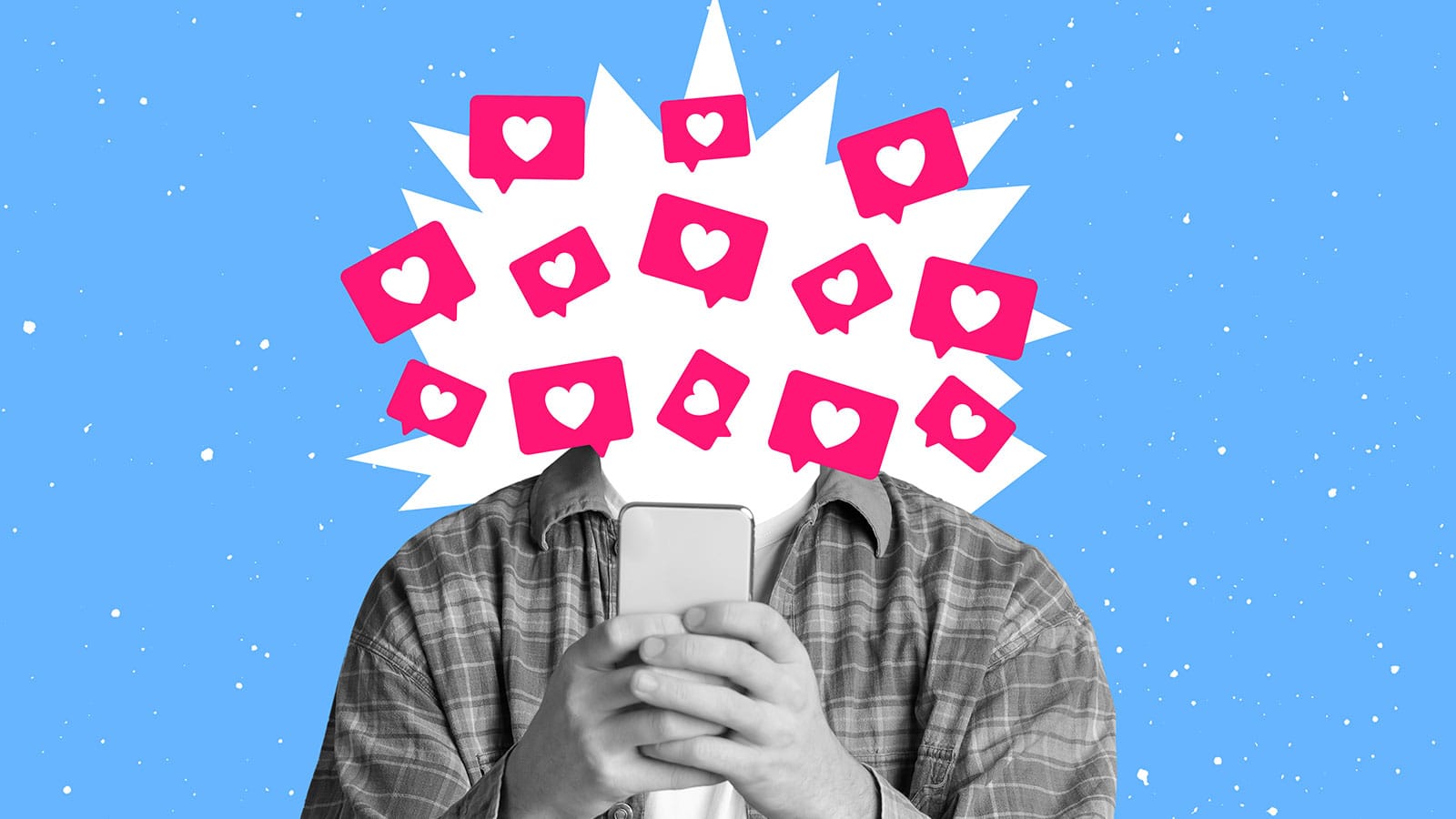 Κολάζ 'ανθρωπος social media κινητό