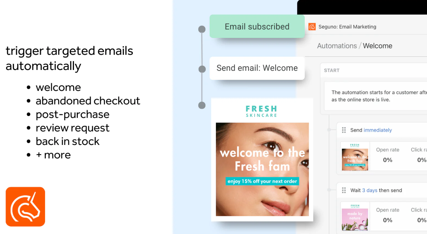 στιγμιότυπο οθόνης εφαρμογής Seguno Email Marketing