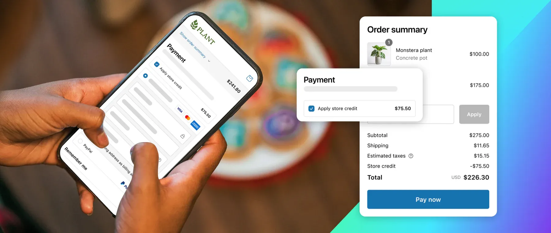 Screenshot σε κινητό που χρησιμοποιεί το Shopify store credit