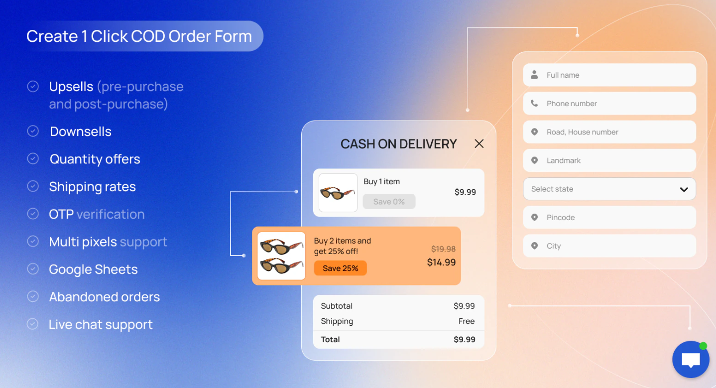  στιγμιότυπο εφαρμογής Releasit COD Form & Upsells