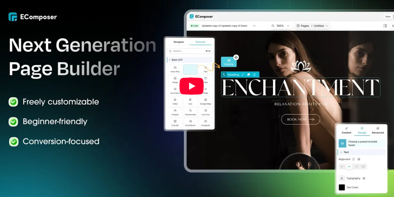  στιγμιότυπο εφαρμογής EComposer Landing Page Builder