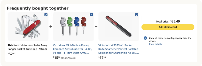 Παράδειγμα από «Frequently Bought Together» στο Amazon