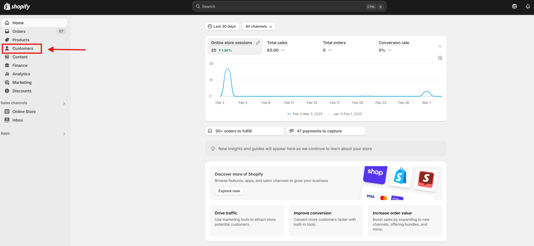 Screenshot από το admin για το Shopify store credit
