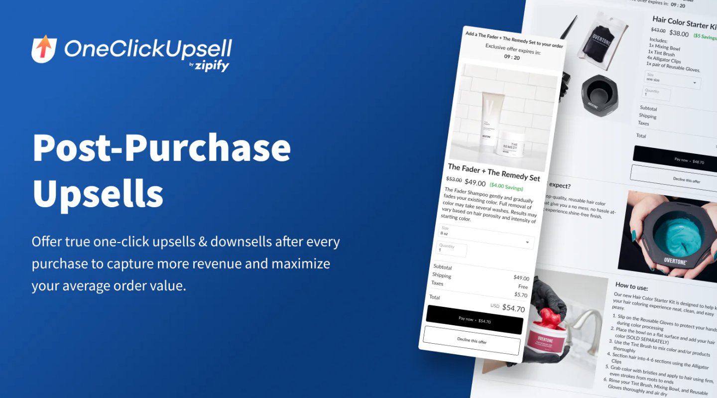  στιγμιότυπο εφαρμογής One Click Upsell - Zipify OCU