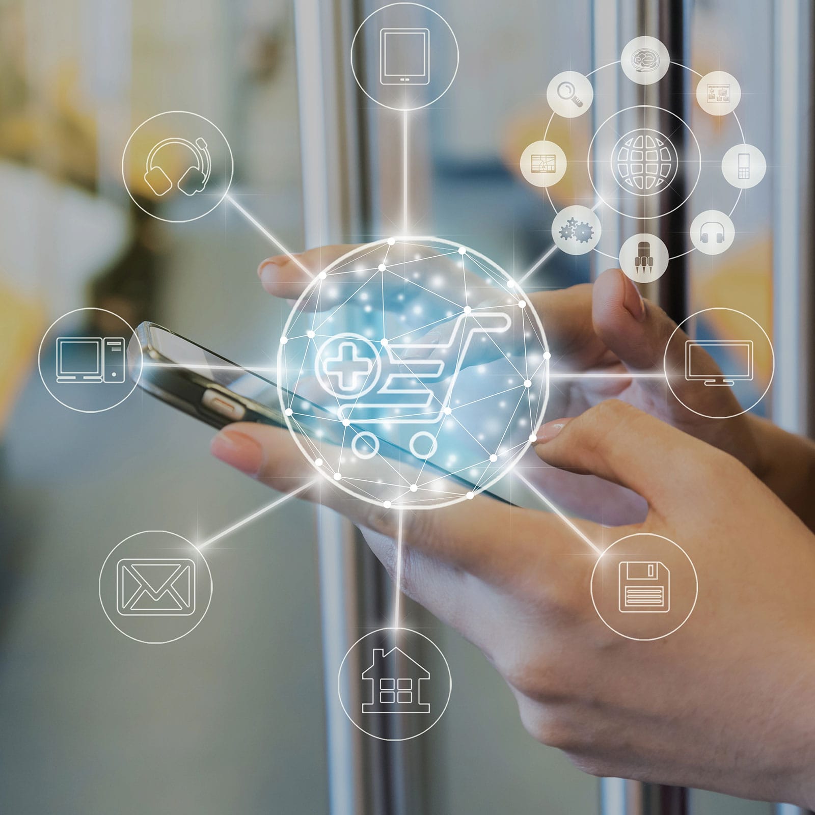 κινητό με γραφικό με όλα τα κανάλια για omnichannel vs multichannel
