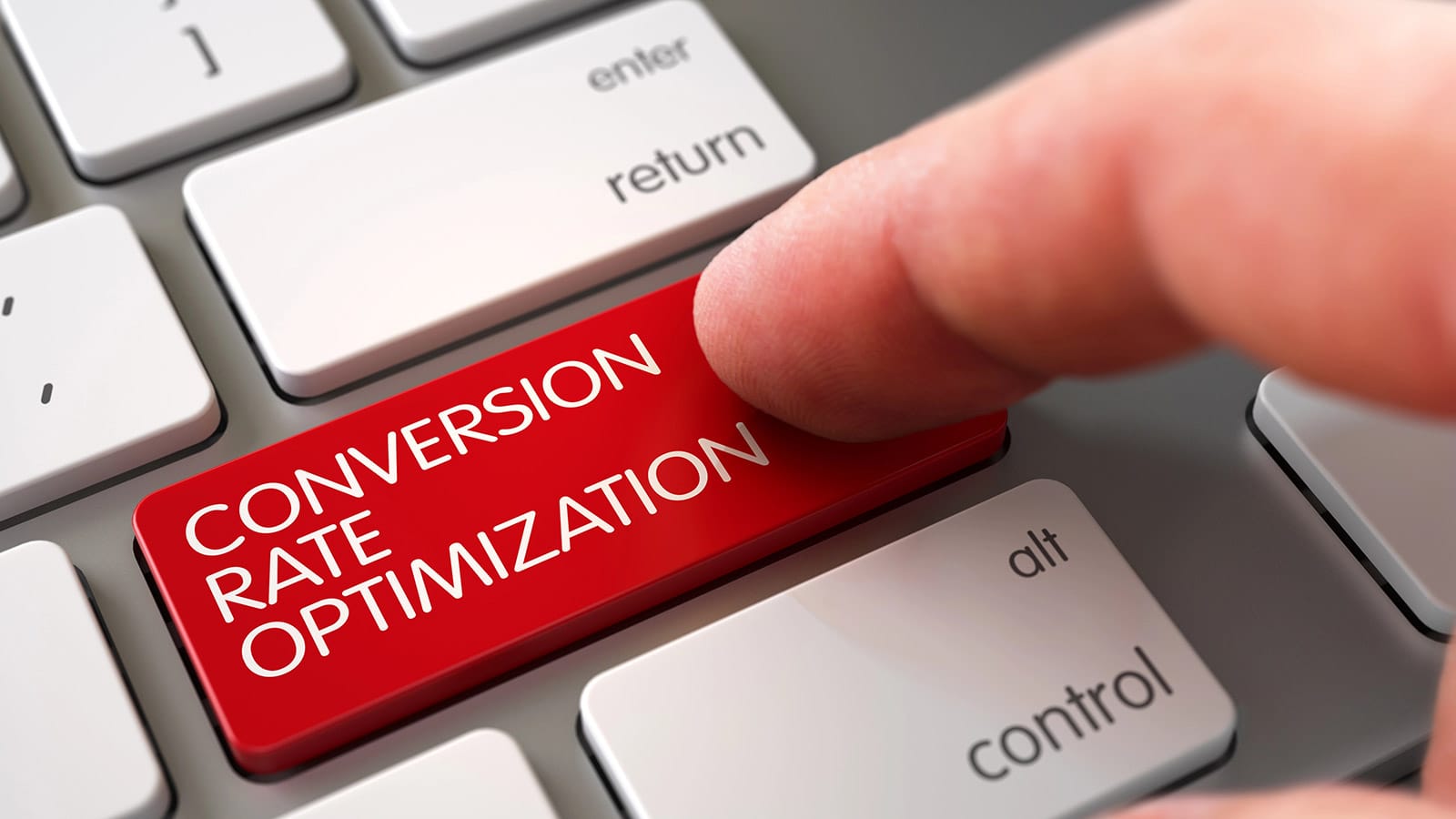conversion rate στο Shopify κόκκινο button σε πληκτρολόγιο