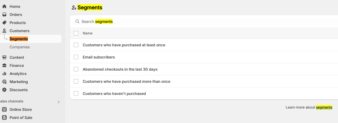 screenshot από Admin Shopify