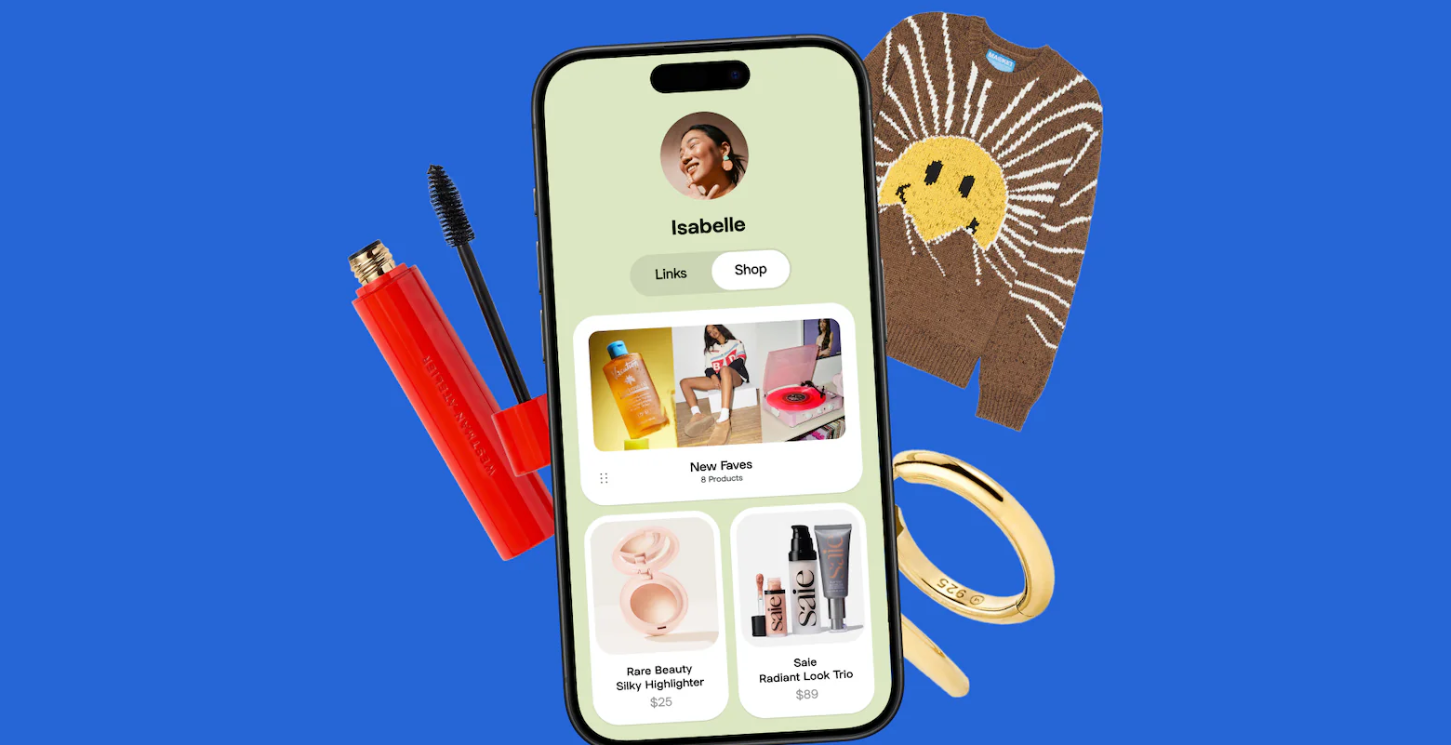 Screenshot από το Linktree των link-in-bio Shopify apps
