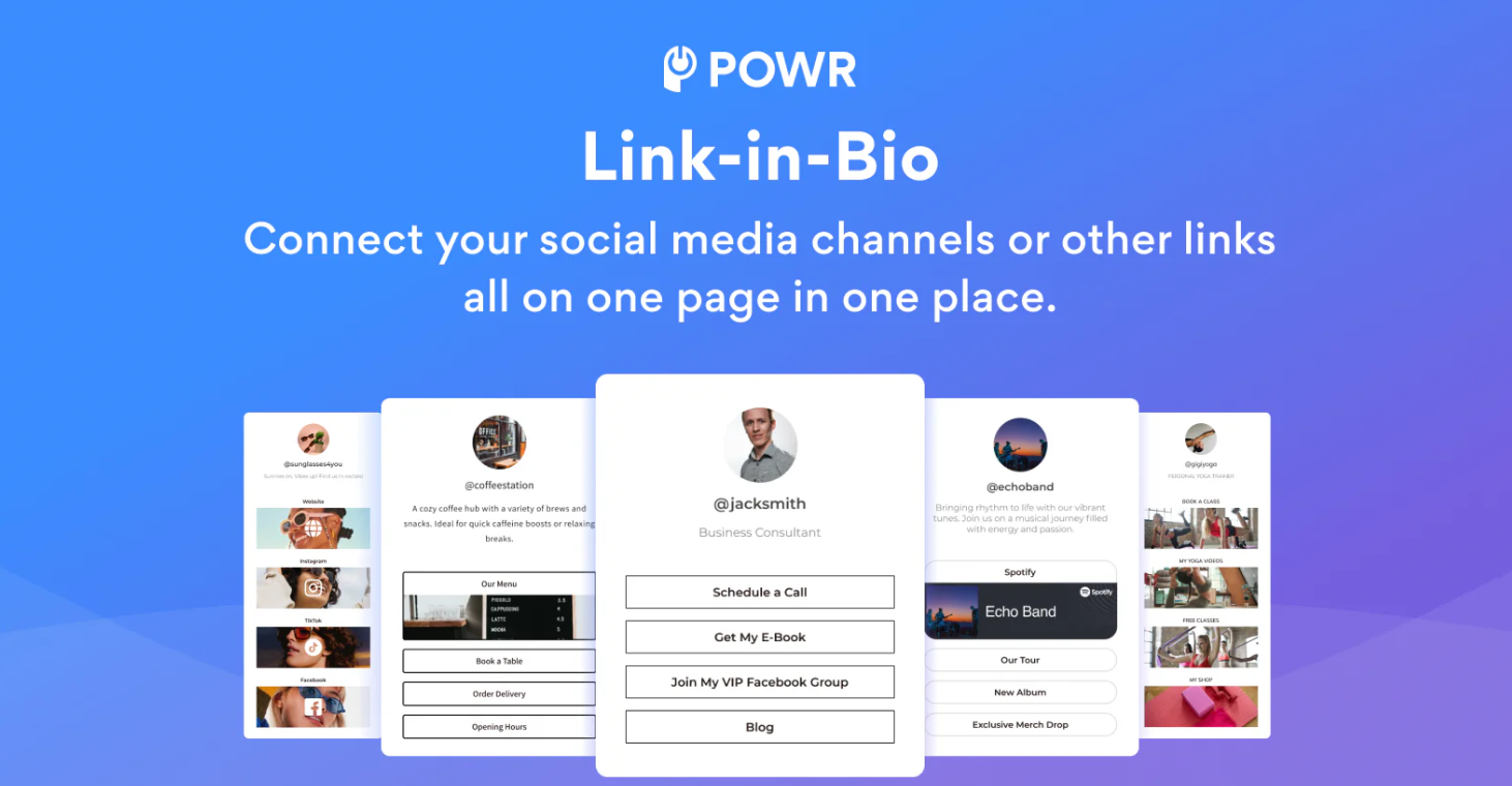 Screenshot από το POWR των link-in-bio Shopify apps