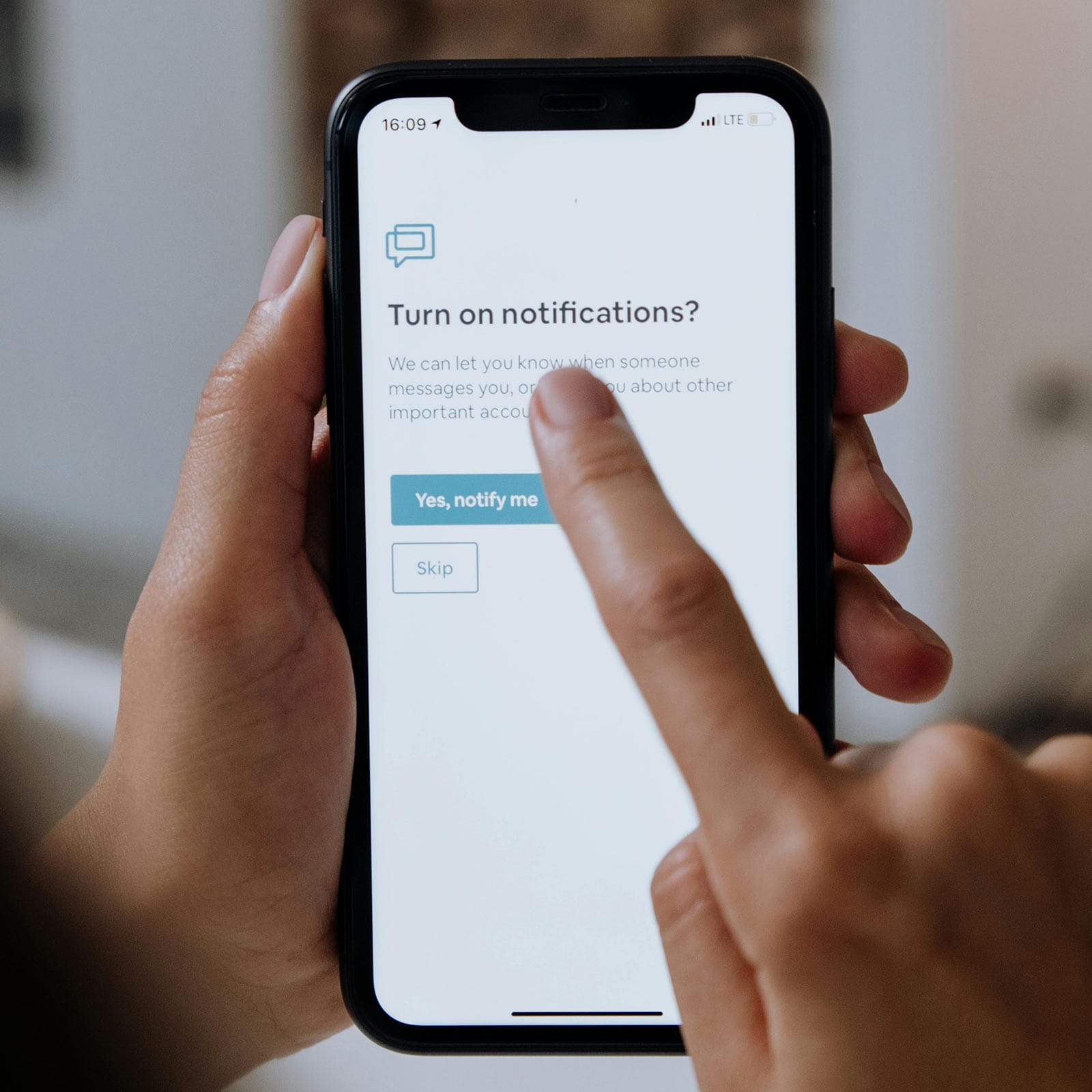 οθόνη ρύθμισης για ενεργοποίηση notification
