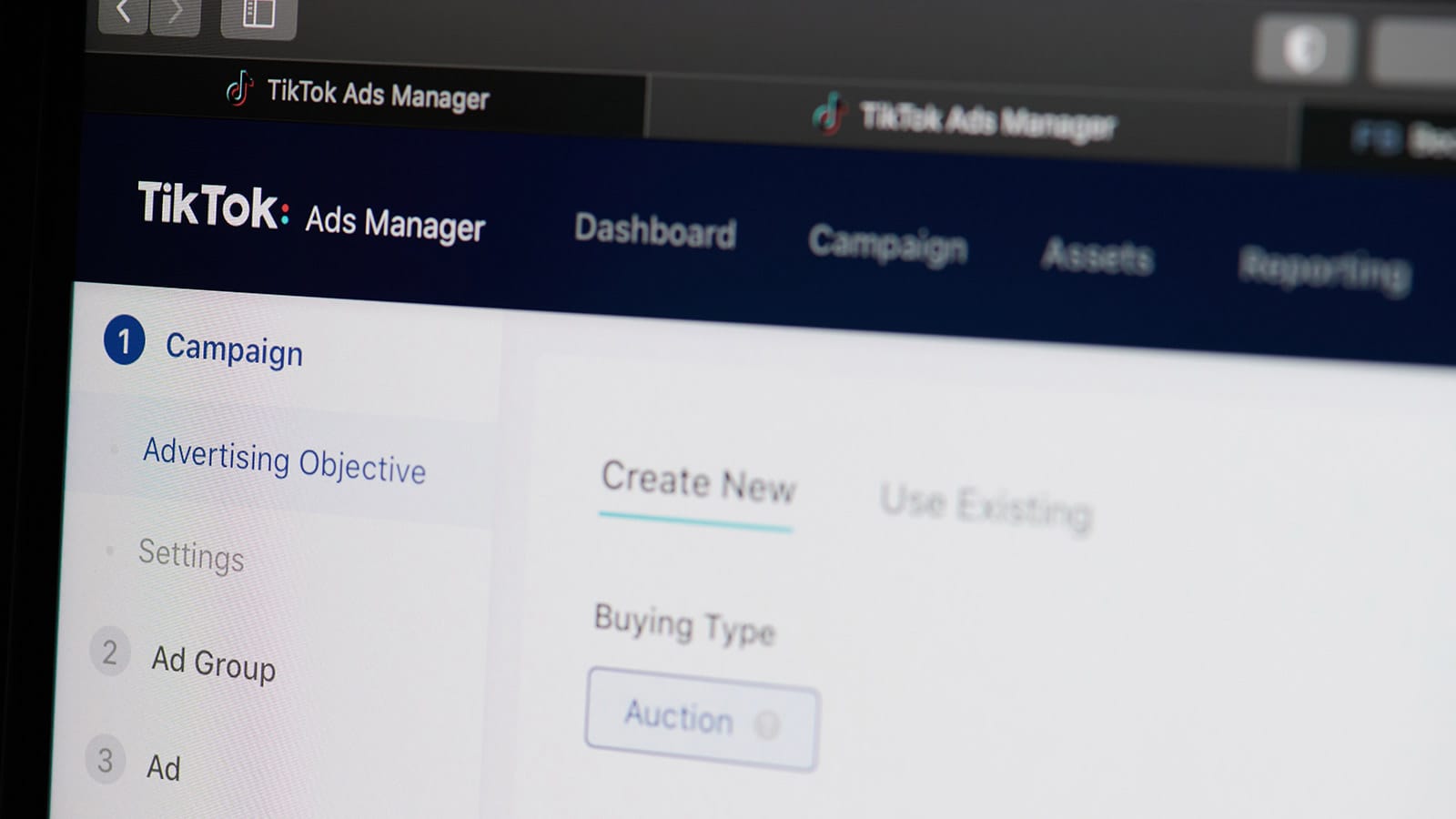 Η αρχική σελίδα του TikTok Ads Manager