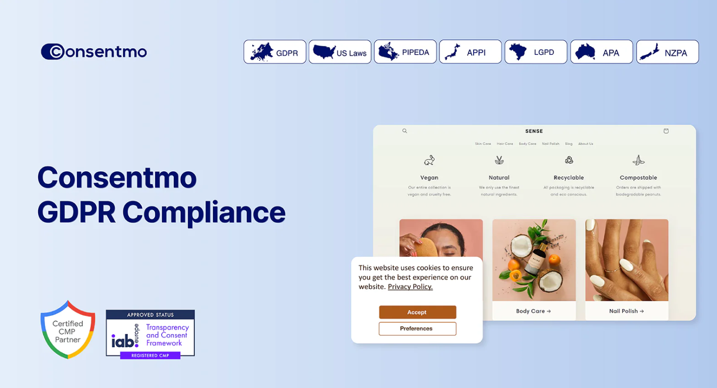 Παράδειγμα από το consentmo GDPR Compliance στις Built For Shopify εφαρμογές