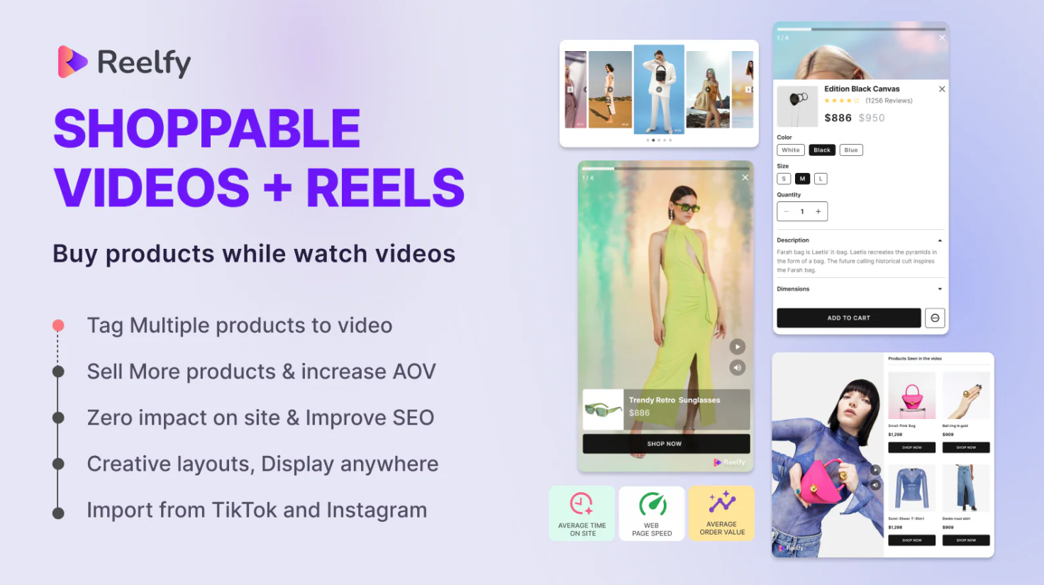 Παράδειγμα από το reelfy στις Built For Shopify εφαρμογές