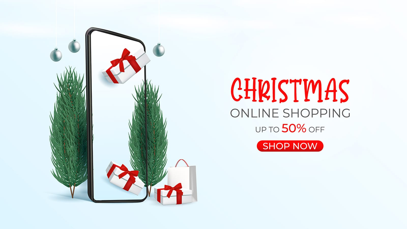 Κινητό με λέξεις για χριστουγεννιάτικο Shopify SEO δίπλα