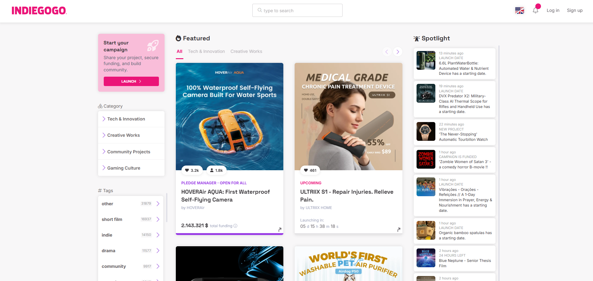 Το Indiegogo από τα crowdfunding sites