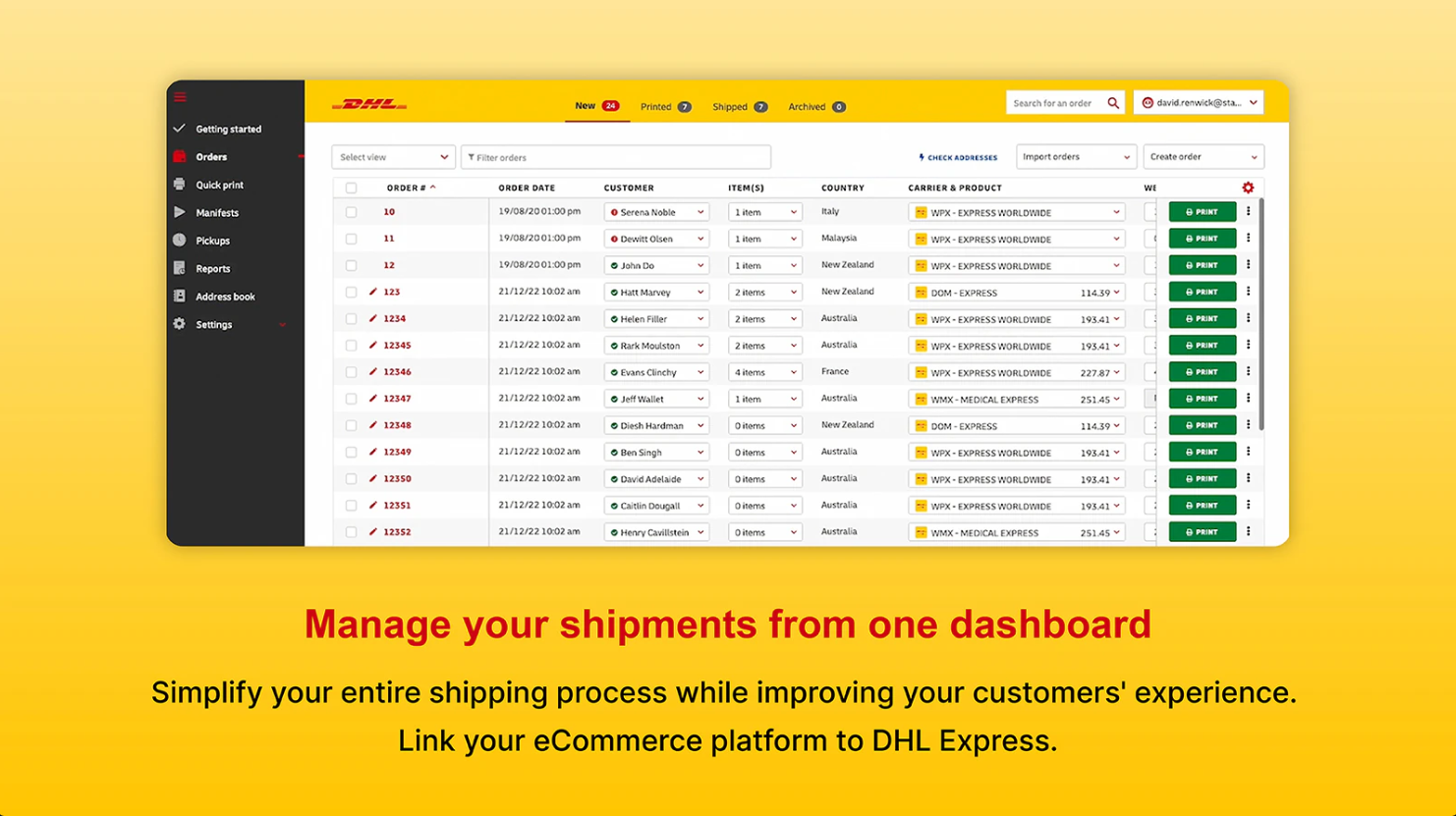 To DHL Express Commerce από τα Shopify apps για shipping