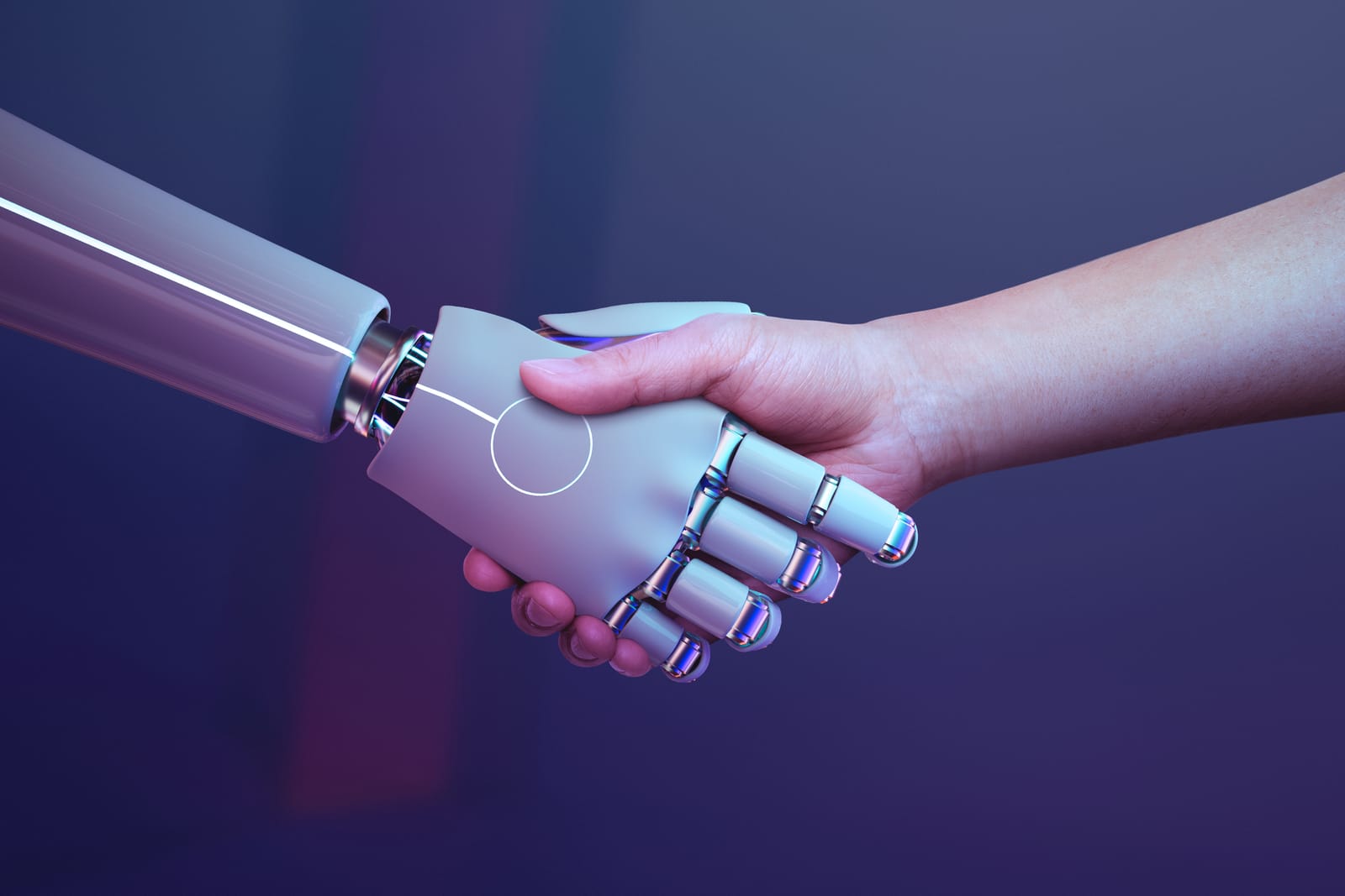 χέρι ρομπότ και χέρι ανθρώπου