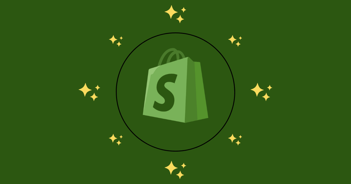 shopify updates λογότυπο σε πράσινο φόντο 