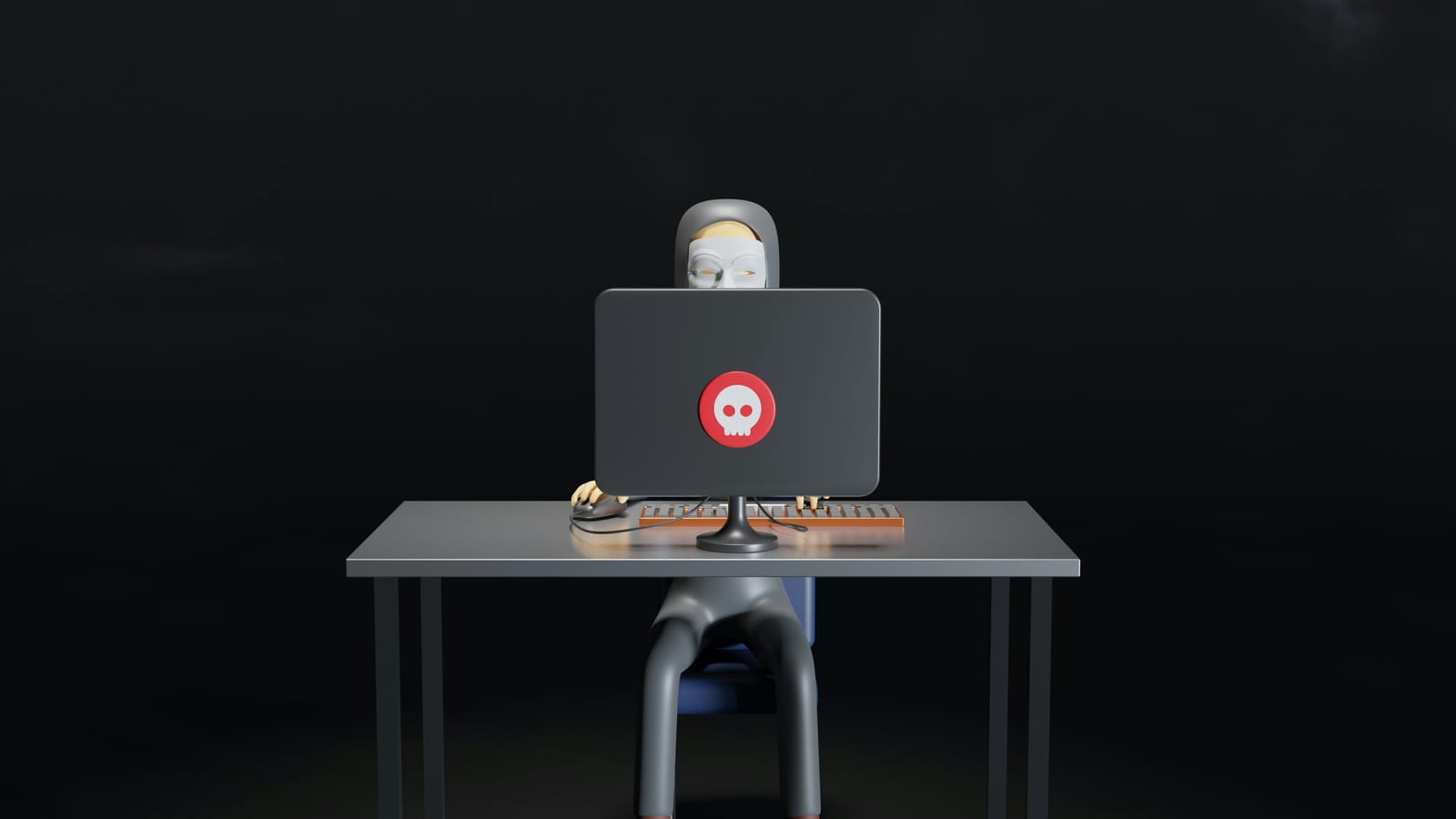 γραφικό χάκερ ως συμβολισμός για online απάτη 