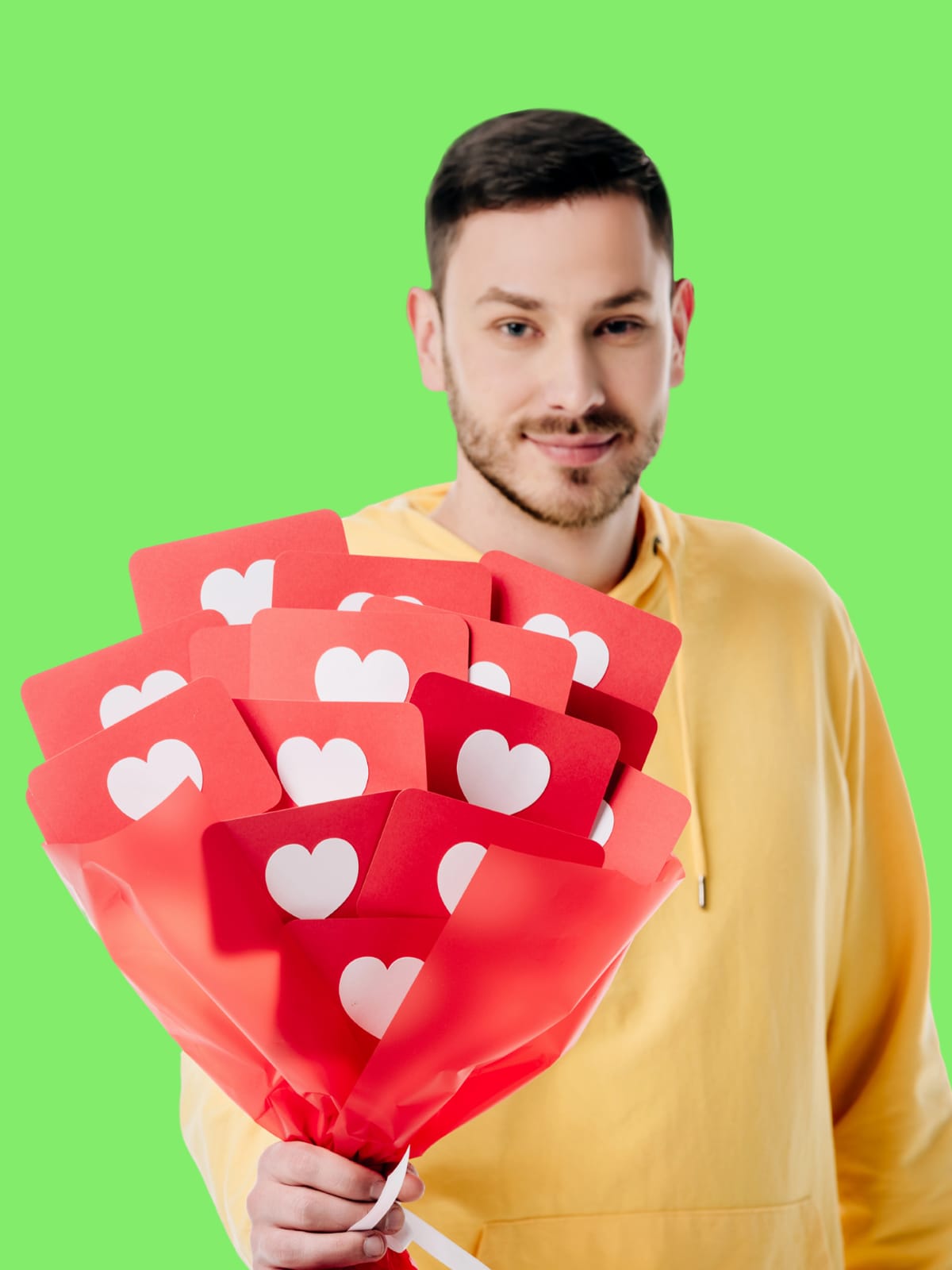 Άντρας που κρατάει μπουκέτο από likes