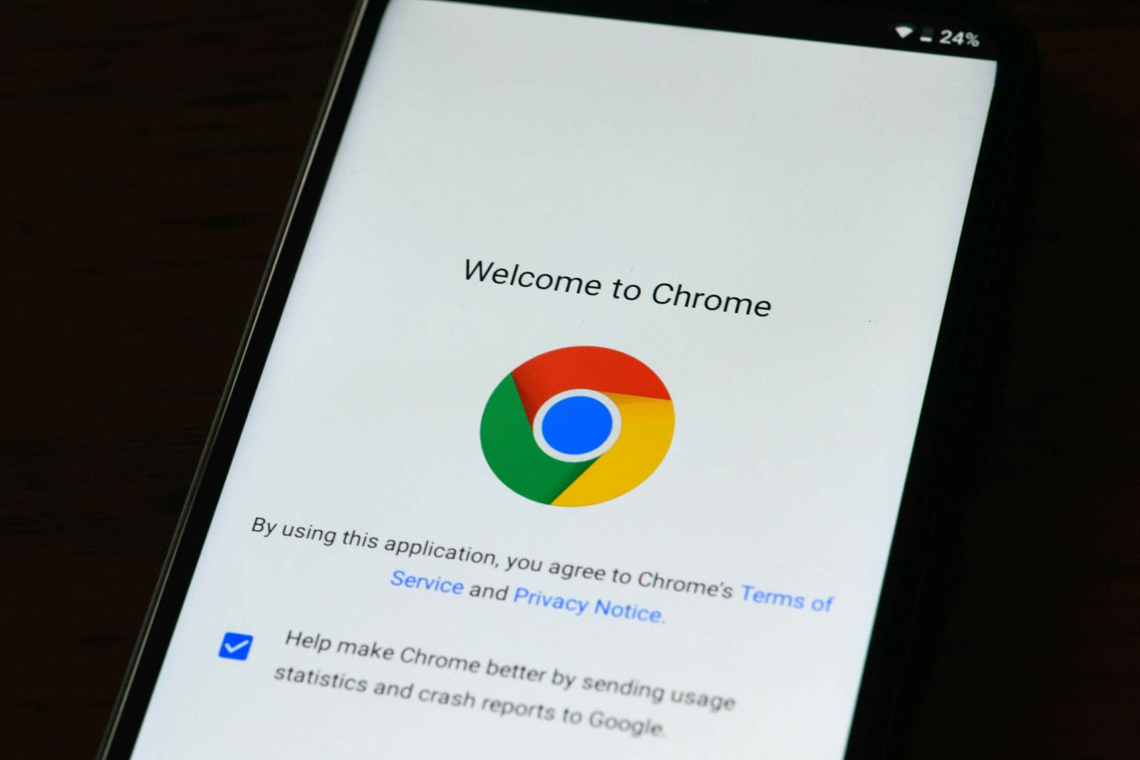 Η πρώτη σελίδα σύνδεσης του Google Chrome