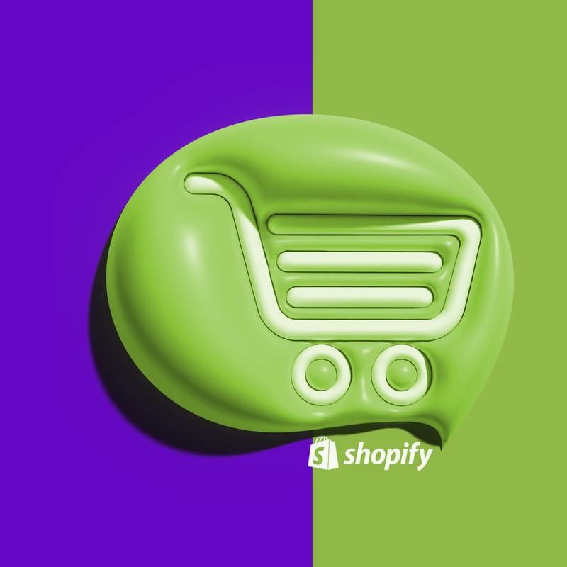 shopify collections icon shopping cart green purple