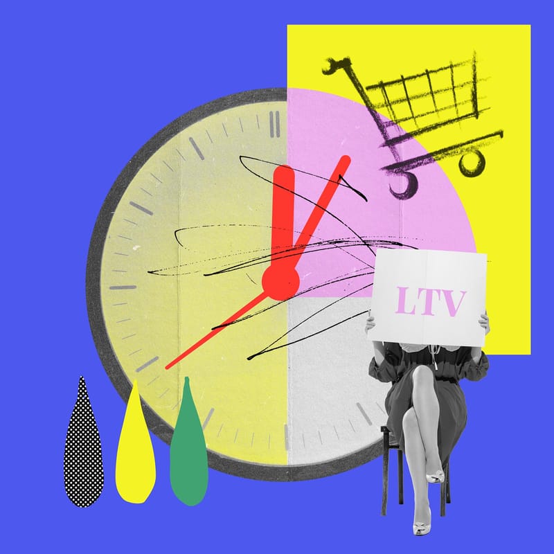 pop art collage clock and designs in blue για ltv για ecommerce