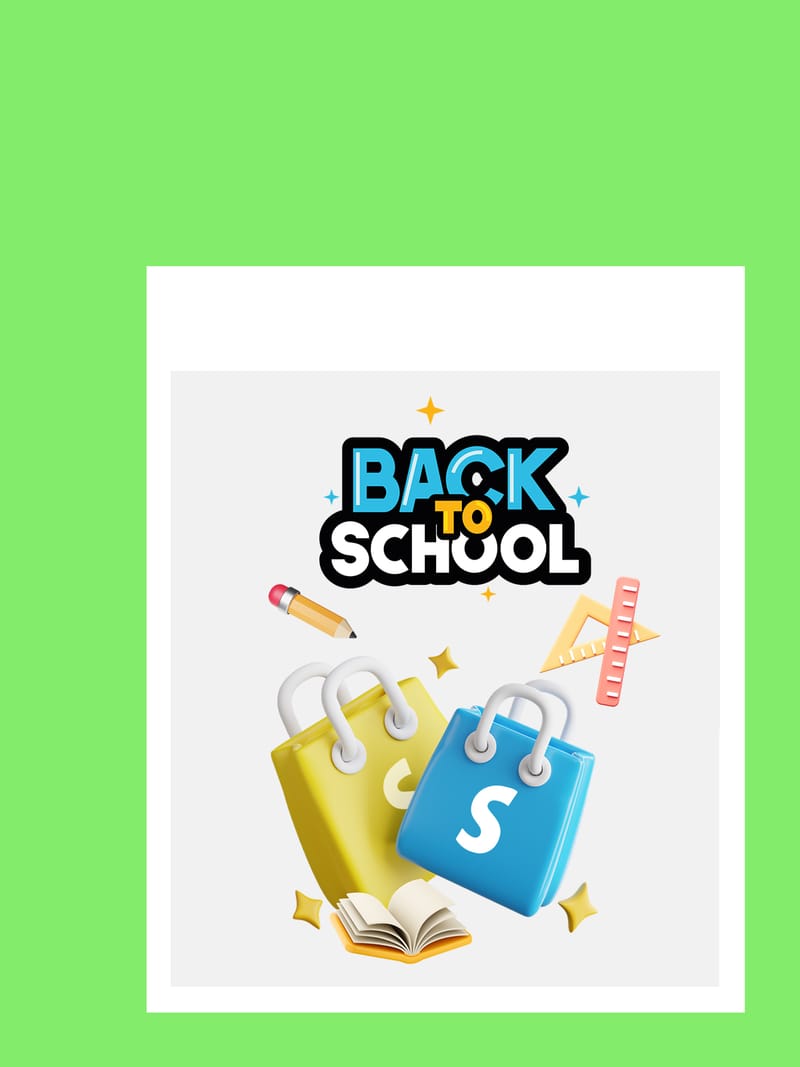 Σακούλες Shopify με λεκτικό από πάνω Back to School ως ιδέα για φθινοπωρινό περιεχόμενο
