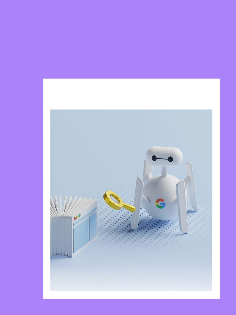 Botάκι google με φακό έτοιμο για αναζήτηση